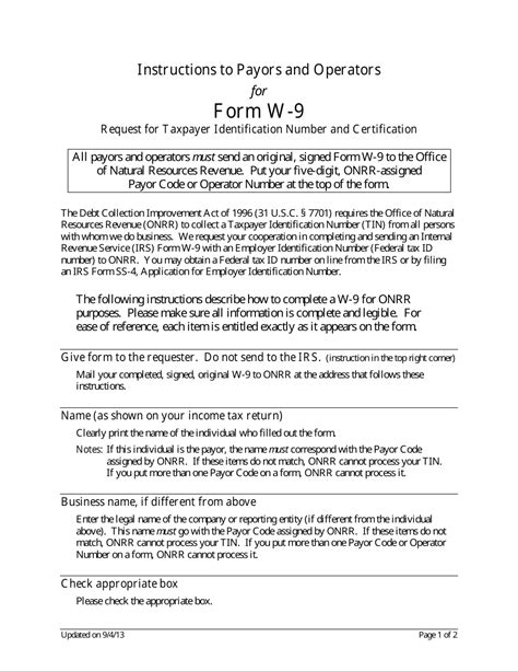 Download Instructions For Irs Form W 9 Request For Taxpayer