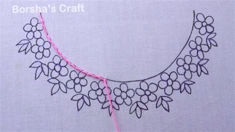 Super Easy Neck Line Embroidery Tutorial Easy Neck Embroidery Design