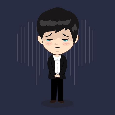 Premium Vector Cartoon Illustration Of A Man Standing And Crying