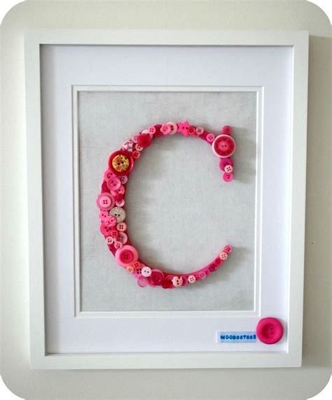 Personalised Framed Button Letters Upcyclednew By Moobeetees 4500