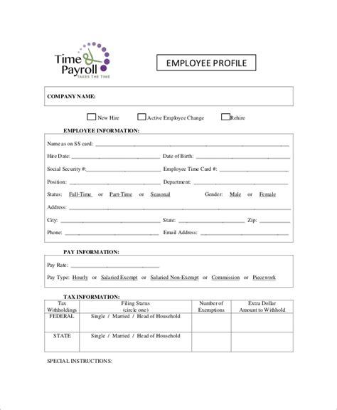 Choose from 22 premium personal profile templates from the #1 source for personal profile templates. FREE 8+ Sample Employee Profile Templates in MS Word | PDF