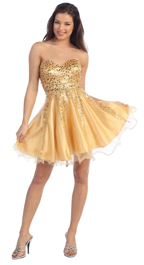 Strapless Short Sequined Prom Dress With Mesh Tulle Fancy Attire