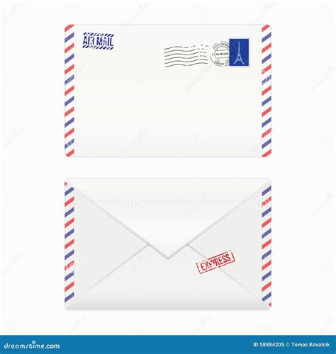 Air Mail Envelope With Postal Stamp Stock Vector Illustration Of
