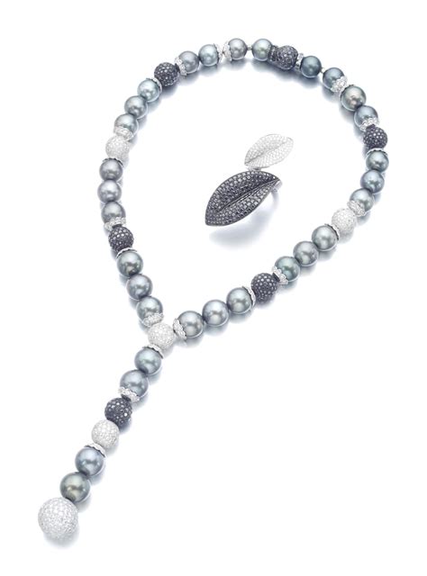 Cultured Pearl And Diamond Necklace And A Ring Jewels Online