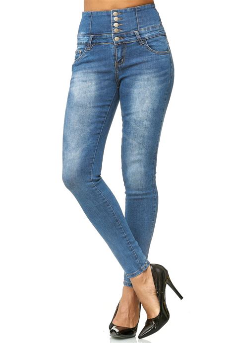 Damen Jeans High Waist Stretch Hose Hochbund Röhrenjeans Skinny Corsage Röhre Ebay