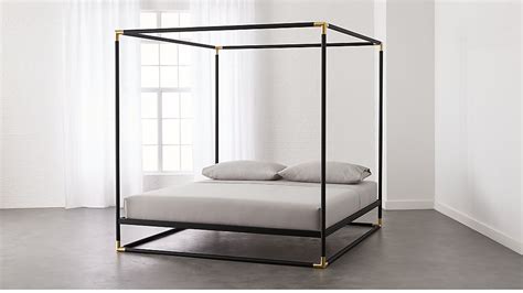 This full size metal canopy bed frame. frame black king canopy bed + Reviews | CB2