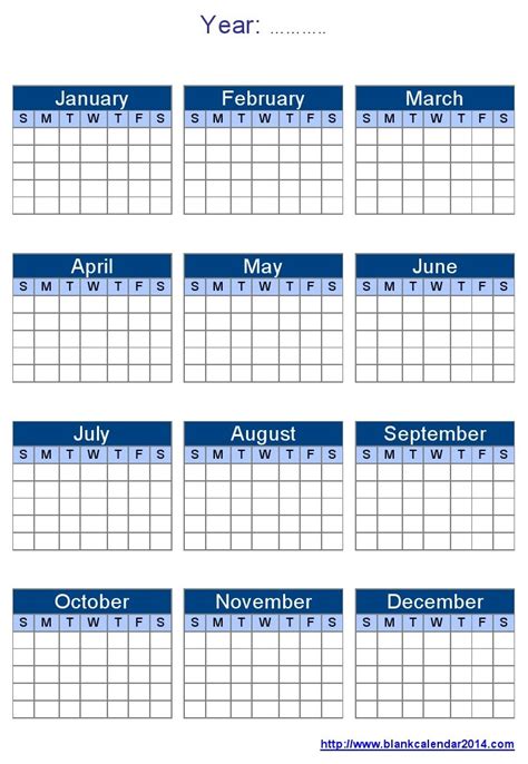 Blank Calendars Free Printable Pdf Templates Free Yearly Blank
