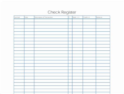 Free Printable Blank Check Register Template Excel Templates