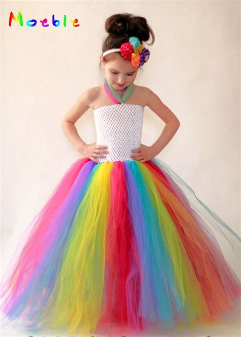 Brief Baby Girls Rainbow Tutu Dress For Birthday Wedding Festival Photo