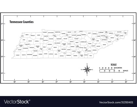 Tennessee State Outline Map Royalty Free Vector Image