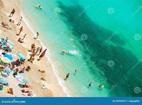 People Relaxing On The Public Beach Editorial Stock Image Image Of France Holidays 42050399