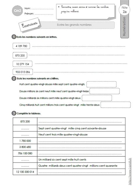 Alentours Les Ciseaux Sarcome Exercice Ce2 Ecrire Les Nombres En