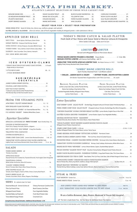 Atlanta Fish Market menus in Atlanta, Georgia, United States