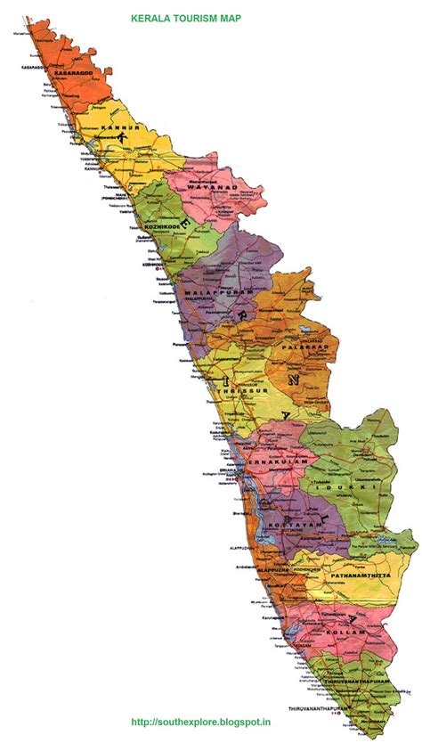 Equirectangular projection, n/s stretching 102 %. KERALA TOURISM MAP / TOURIST PLACES IN KERALA ~ SOUTH INDIA TOURISM