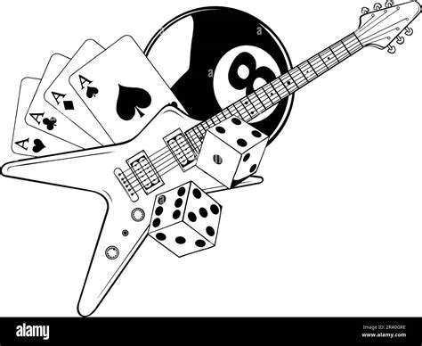 Vector Illustration Of Electric Guitar Line Art Stock Vector Image