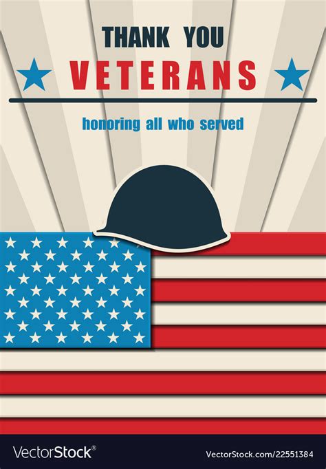 Happy Veterans Day Greeting Card With Usa Flag Vector Image