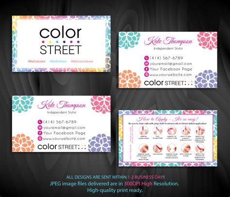 These days, business cards come in all kinds of wonderful shapes, sizes and mediums, but for your reference, here is a rundown of standard, or traditional, business card sizes according to region: Personalized Color Street Application Card, Color Street Business Cards | Color street, Colorful ...
