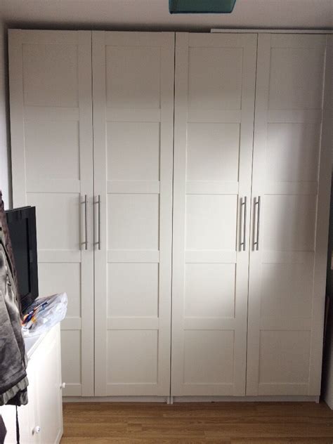 I think when all was said and done, we paid $1,200 for our custom ikea pax wardrobe, including delivery and set up. Ikea white Pax wardrobes with Bergsbo doors | in Standish ...