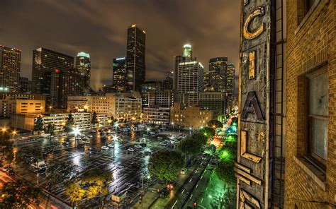 도시 도시 풍경 로스 앤젤레스 밤 hd 배경 화면 wallpaperbetter