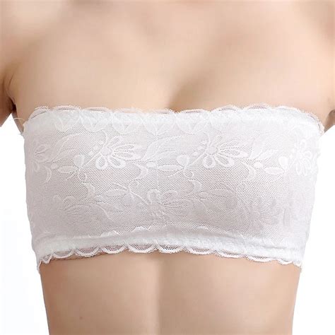 Women S Sexy Lace Casual Crop Boob Tube Top Bandeau Strapless Seamless