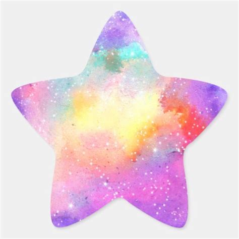 Hand Painted Pastel Watercolor Nebula Galaxy Stars Star Sticker Zazzle