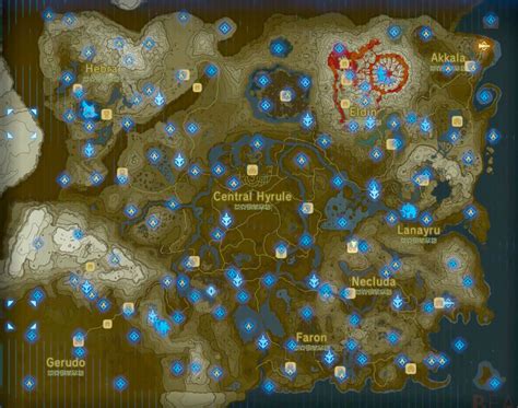 Zelda Breath Of The Wild Mapa Con La Localización De Todos Los