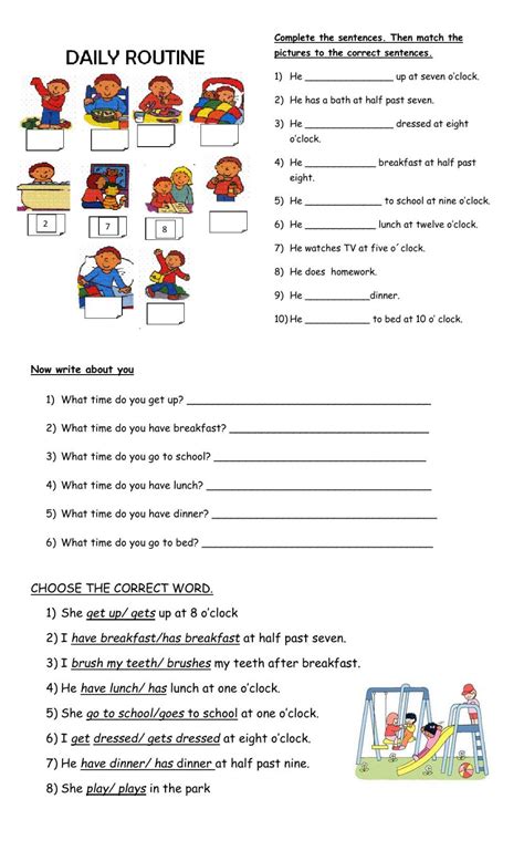 Routines Rd Person St Person Sing Interactive Worksheet Teaching