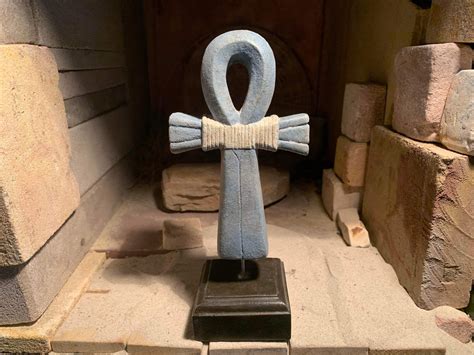 egyptian ankh on stand art sculpture kemetic talisman amulet ancient egypt symbol of