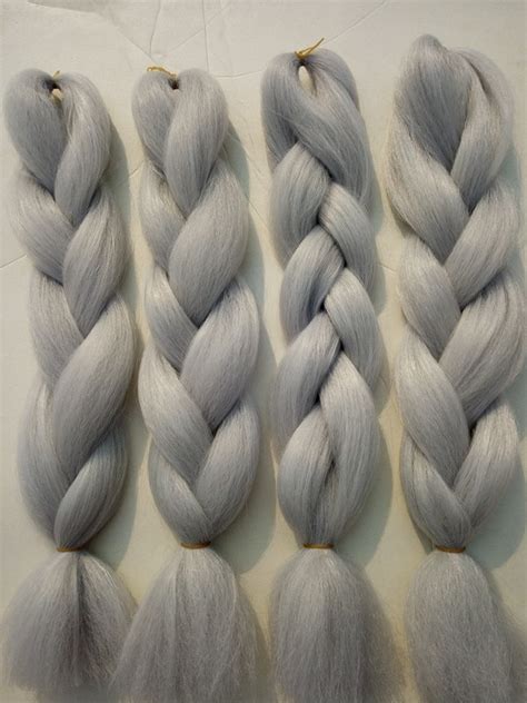 Wholesale Pure Silver Grey Braiding Hair Extensions 24 100gpack