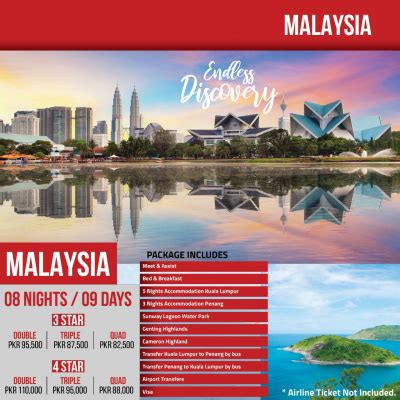 Above we have mentioned all that you needed to foresee malaysia is a country that gives great importance to fine arts, delicious cuisine, excellent holidays and festivals to witness and sports as well. Travel & Tour Packages from Pakistan