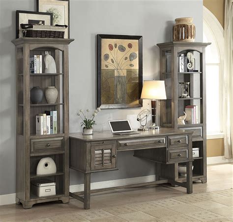 Classic credenza and hutch combinations are ideal for setting up your computer, and keeping office tool essentials handy as you go through your day. Parker House Home Office Set Wall Unit Austin