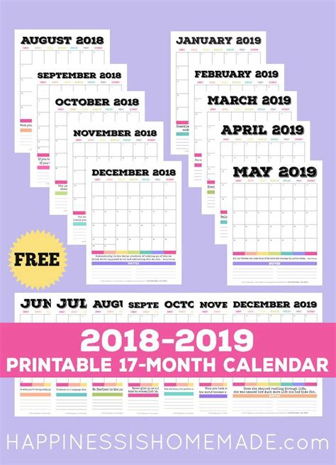 Free 2018 2019 Printable Calendar Looking For A Free Printable