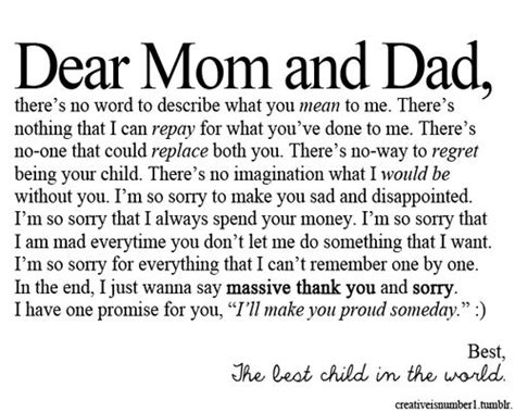 Dear Girl Quotes Dear Mom And Dad Sorry Child Thanks