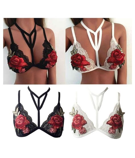 Buy Women Halter Sexy Lace Floral Embroidery Flowers Bralette Bandage Hollow Bra Online At Best