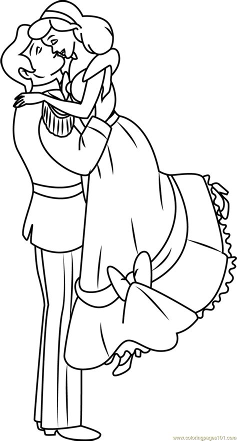 Sweet Couple Coloring Page For Kids Free Cinderella