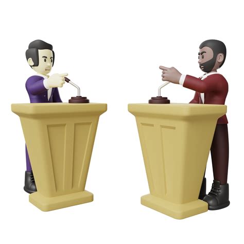 Político Debate Ilustração 3d Homem Bravo Debate Em Uma Plataforma E