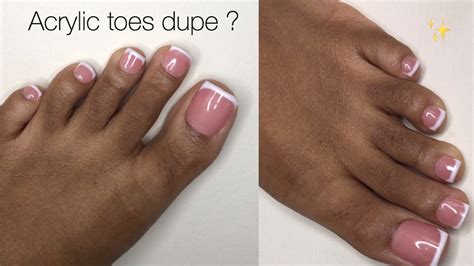 Acrylic Toes Dupe French Tip Toes At Home Diy Press On Toe Nails