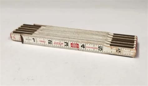 Vintage 066d Lufkin 6 Ruler Folding Rugged Wood Engineers Brass Joints