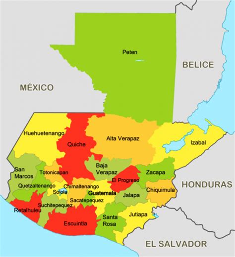 Mapa De Guatemala Con Sus Departamentos Guatemala Mi País