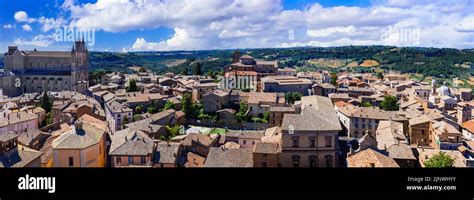 Panoramic Aerial View Of Old Medieval Town Orvieto With Famous Duomo In