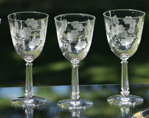 Vintage Etched Wine Glasses Set Of 4 Elegant Tall Vintage Wine Glasses Wedding Toasting