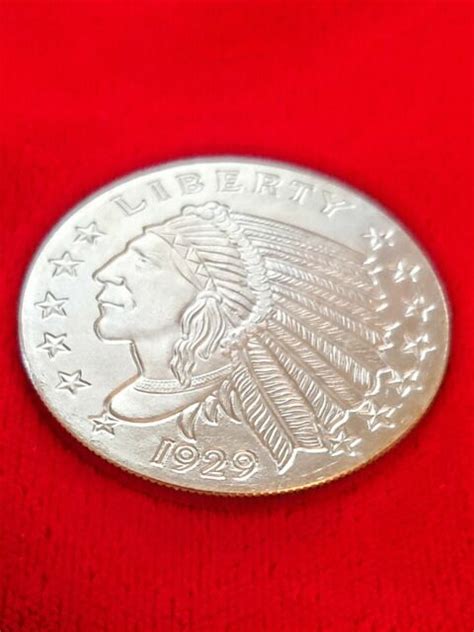 1929 1 Oz Silver Round Golden State Mint Incuse Indian Design 999