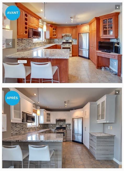 Un véritable succès pour cette transformation en cuisine moderne rustique. Cuisine avant et après le passage de l'équipe de Éco Cuisine Design: une transformation ma ...