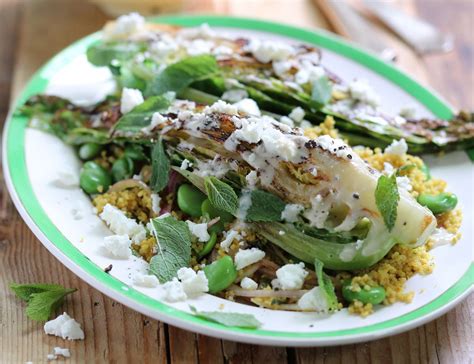 Caramelised Summer Cabbage Steaks With Feta Spiced Couscous Tahini