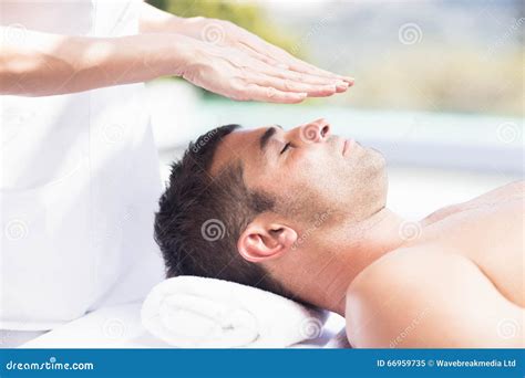 Man Receiving A Head Massage From Masseur Stock Image Image Of Closed Closeup 66959735