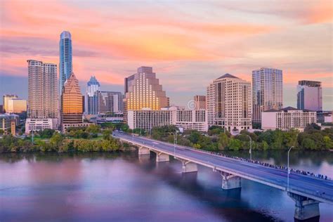 Downtown Skyline Of Austin Texas Stock Photo Image Of Dusk