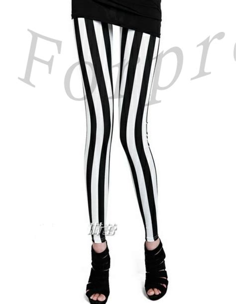 black white vertical stripe zebra leggings tights girl women pant k202 ebay