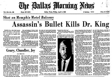 Dallas Morning News Newspaper 0405 1968 Martin Luther King Assassination