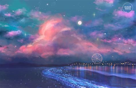 Magical Anime Beach Postcard Sea Of Stars Etsy Anime Computer
