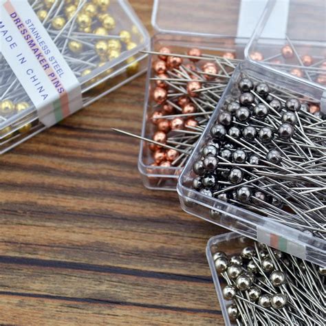 100pcs Colorful Round Pearl Head Dressmaking Pins Needles Stitch Diy